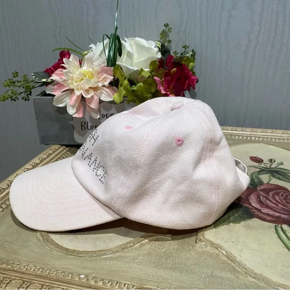 Christine Alexander High Maintenance Rhinestone Cap Pale Pink Strap Back OSFA